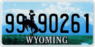 WY license plate 9990261