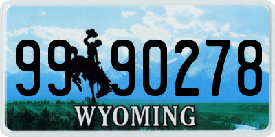 WY license plate 9990278