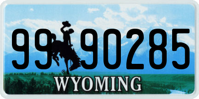 WY license plate 9990285