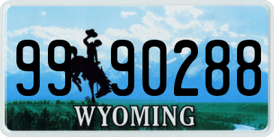 WY license plate 9990288