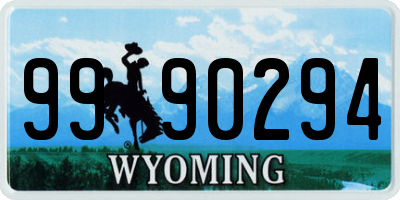 WY license plate 9990294