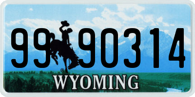 WY license plate 9990314