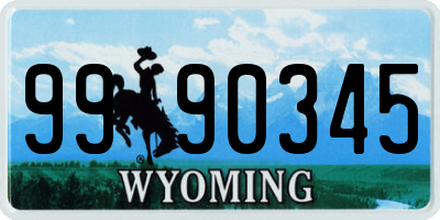 WY license plate 9990345