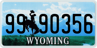 WY license plate 9990356