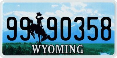 WY license plate 9990358