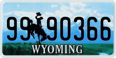 WY license plate 9990366