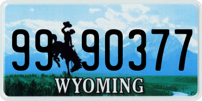 WY license plate 9990377