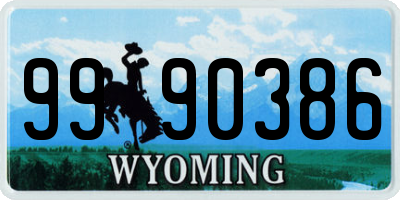 WY license plate 9990386