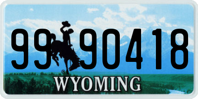 WY license plate 9990418