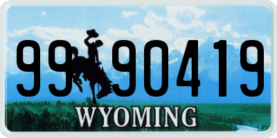 WY license plate 9990419