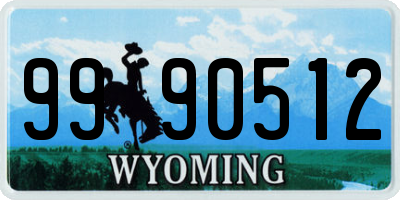 WY license plate 9990512