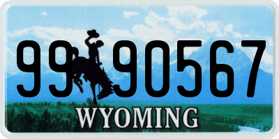 WY license plate 9990567