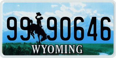 WY license plate 9990646