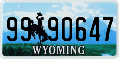 WY license plate 9990647