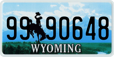 WY license plate 9990648