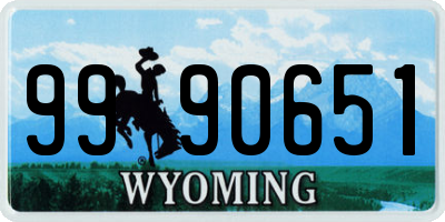 WY license plate 9990651