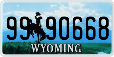 WY license plate 9990668