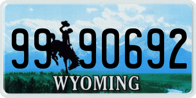 WY license plate 9990692
