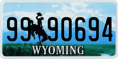 WY license plate 9990694