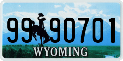 WY license plate 9990701