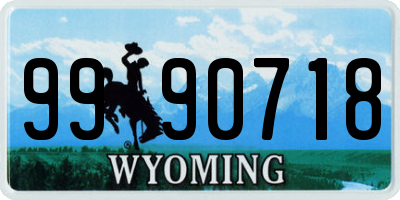 WY license plate 9990718