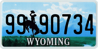 WY license plate 9990734
