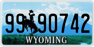 WY license plate 9990742