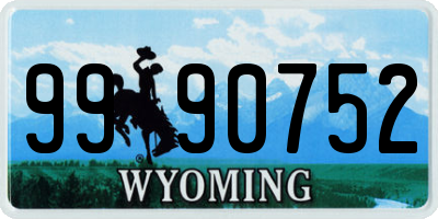 WY license plate 9990752