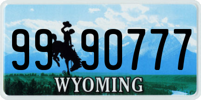 WY license plate 9990777