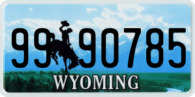 WY license plate 9990785