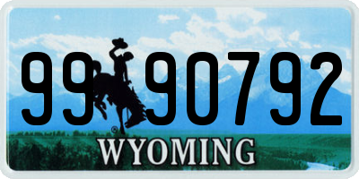 WY license plate 9990792
