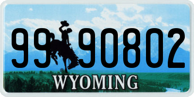 WY license plate 9990802