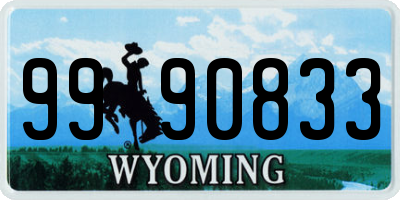 WY license plate 9990833