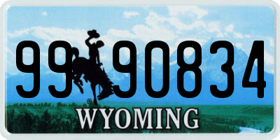 WY license plate 9990834