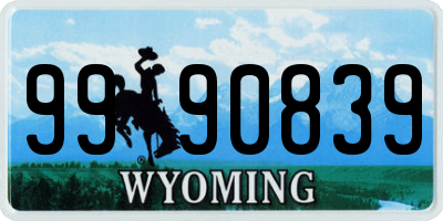WY license plate 9990839