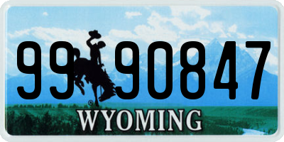 WY license plate 9990847