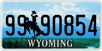 WY license plate 9990854