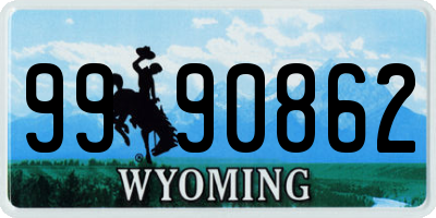 WY license plate 9990862