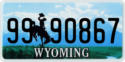 WY license plate 9990867