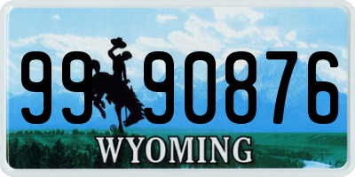 WY license plate 9990876