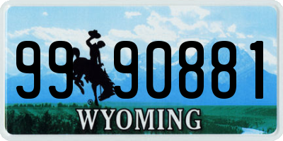 WY license plate 9990881