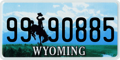 WY license plate 9990885