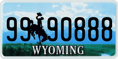 WY license plate 9990888