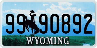 WY license plate 9990892