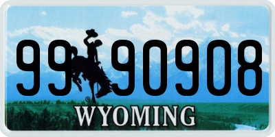 WY license plate 9990908