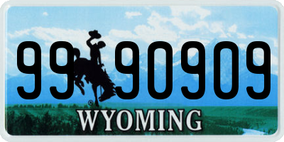 WY license plate 9990909