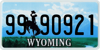 WY license plate 9990921