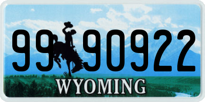 WY license plate 9990922
