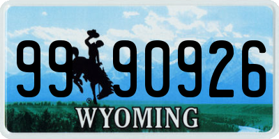 WY license plate 9990926
