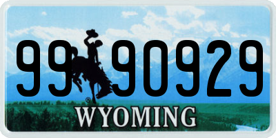 WY license plate 9990929